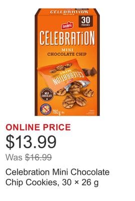 Celebration Mini Chocolate Chip Cookies, 30 × 26 g
