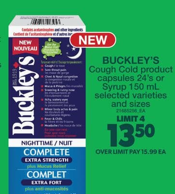 BUCKLEY'S COUGH COLD PRODUCT CAPSULES 24' S OR SYRUP 150 ML