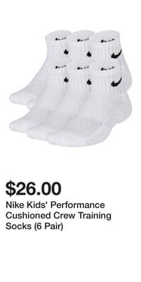 Nike Kids' Performance Cushioned Crew Training Socks (6 Pair)