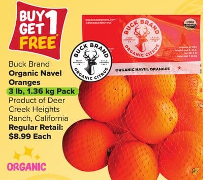 Buck Brand Organic Navel Oranges