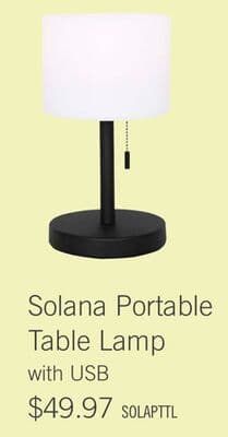 Solana 11" Modern Metal Acrylic Portable Indoor/Outdoor Table Lamp with USB Port - Black
