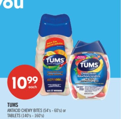 TUMS ANTACID CHEWY BITES (54's - 60's) or TABLETS (140's - 160's)