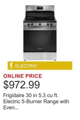Frigidaire 30 in 5.3 cu ft. Electric 5-Burner Range with Even Baking Technology