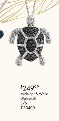 Sterling Silver Midnight Diamond Turtle Pendant