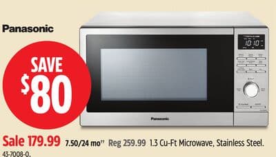 Panasonic 1.3 Cu-Ft Microwave, Stainless Steel