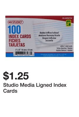 Studio Media Ligned Index Cards