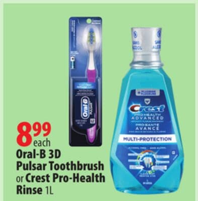 Oral-B 3D Pulsar Toothbrush or Crest Pro-Health Rinse 1L