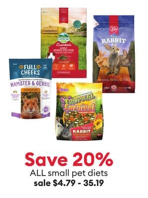 Save 20% ALL small pet diets