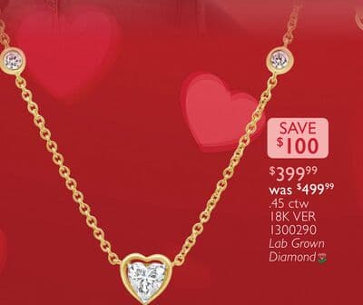 Loving Hearts Lab Grown 0.45CTW Diamond Necklace in 18K Yellow Gold Vermeil