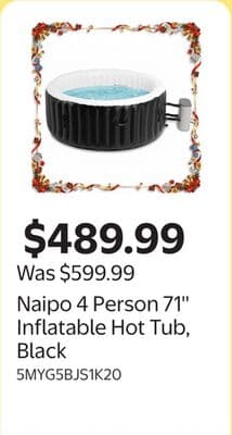 Naipo 4 Person 71'' Inflatable Hot Tub, Black