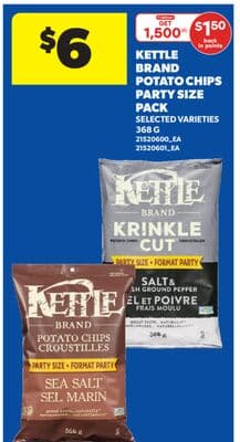 KETTLE BRAND POTATO CHIPS PARTY SIZE PACK, 368 G