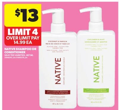 NATIVE SHAMPOO OR CONDITIONER, 487 ML
