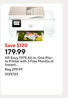 HP Envy 7975 All-in-One Photo Printer with 3 Free Months of Instant Ink