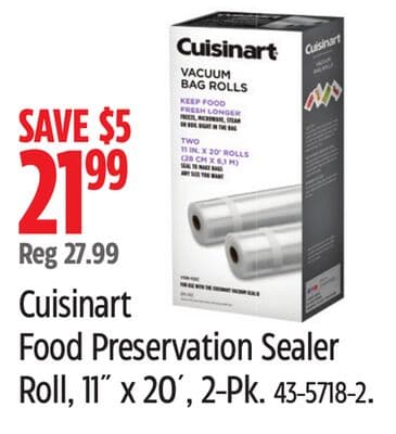 Cuisinart Food Preservation Sealer Roll, 11˝ x 20´, 2-Pk.