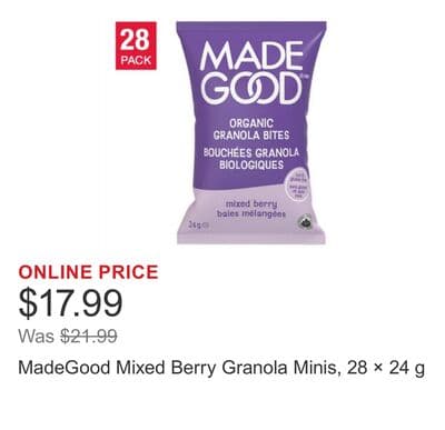 MadeGood Mixed Berry Granola Minis, 28 × 24 g