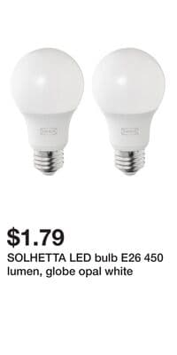 SOLHETTA LED bulb E26 450 lumen, globe opal white