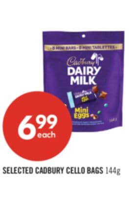 SELECTED CADBURY CELLO BAGS