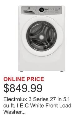Electrolux 3 Series 27 in 5.1 cu ft. I.E.C White Front Load Washer with LuxCare Wash System