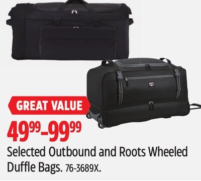 Selected Outbound and Roots Wheeled Duffle Bags