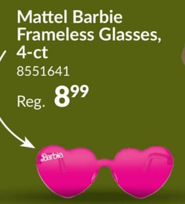 Mattel Barbie Frameless Glasses, 4-ct