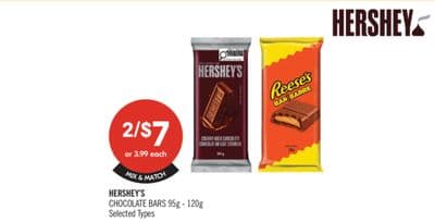 HERSHEY'S CHOCOLATE BARS 95g- 120g