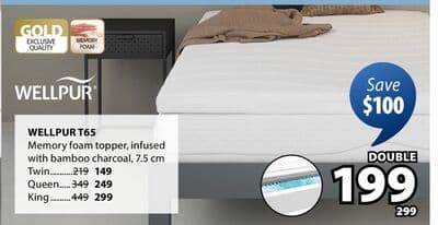 WELLPUR T65 Memory foam topper