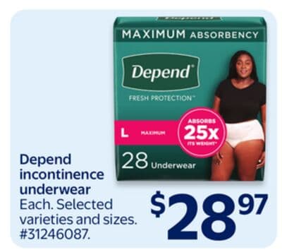 Depend incontinence underwear