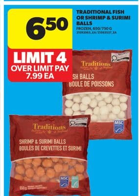 TRADITIONAL FISH OR SHRIMP & SURIMI BALLS, 650/750