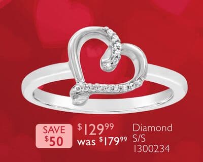 Diamond Heart Promise Ring in Sterling Silver