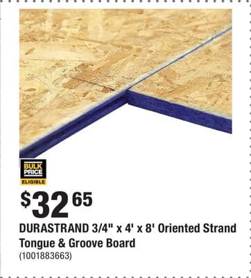 DURASTRAND 3/4" x 4' x 8' Oriented Strand Tongue & Groove Board