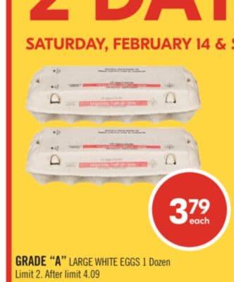 GRADE "A" LARGE WHITE EGGS 1 Dozen