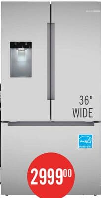 Bosch 36" 26 Cu. Ft. 100 Series Smart French-Door Refrigerator - Stainless Steel - B36FD10ENS