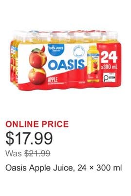 Oasis Apple Juice, 24 × 300 ml