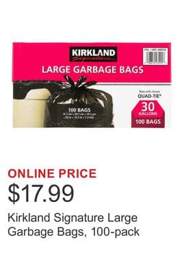 Kirkland Signature Large Garbage Bags, 100-pack