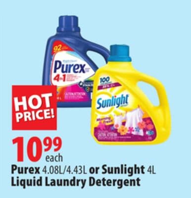 Purex 4.08L/4.43L or Sunlight 4L Liquid Laundry Detergent