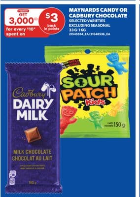 MAYNARDS CANDY OR CADBURY CHOCOLATE, 33 G-1 KG