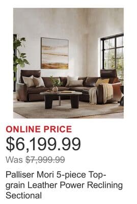 Palliser Mori 5-piece Top-grain Leather Power Reclining Sectional