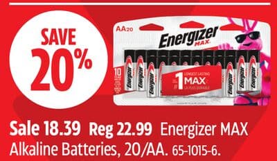 Energizer MAX Alkaline Batteries, 20/AA