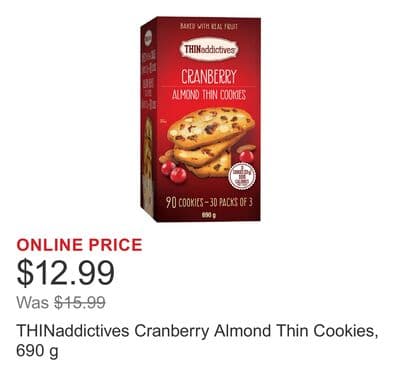THINaddictives Cranberry Almond Thin Cookies, 690 g