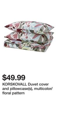 KORSKOVALL Duvet cover and pillowcase(s), multicolor/floral pattern
