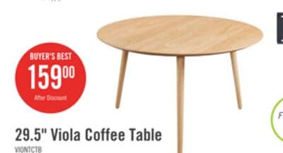 Viola 29.5" Modern Round Top Coffee Table - Natural Oak