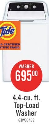 GE 4.4 Cu Ft. Top Load Washer – White - GTW334BMRWS