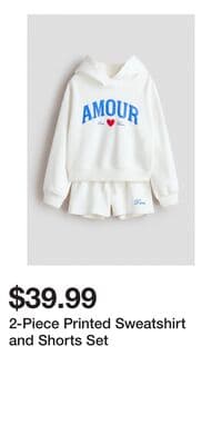 2-Piece Printed Sweatshirt and Shorts Set