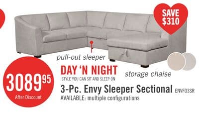 Envy 3-Piece Right-Facing Chenille Fabric Sleeper Sectional with Storage Chaise - Fog Grey