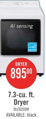 LG 7.3 Cu. Ft. Electric Dryer with AI Sensing and ThinQ® - Alpine White - DLE8200CW