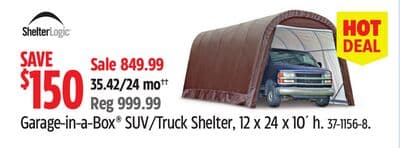 Garage-in-a-Box® SUV/Truck Shelter, 12 x 24 x 10´ h.