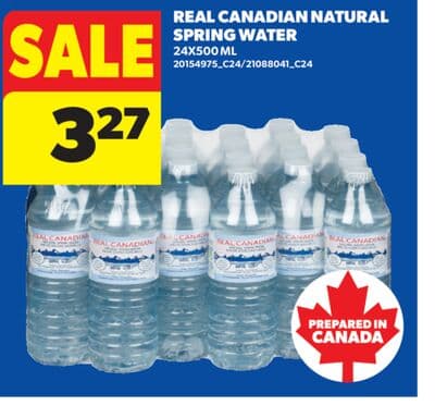 REAL CANADIAN NATURAL SPRING WATER, 24X500 ML