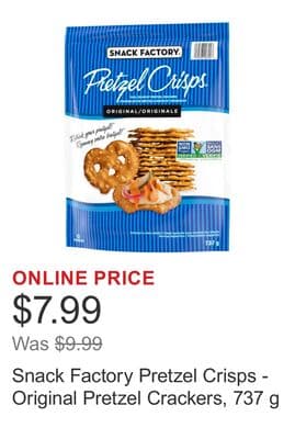 Snack Factory Pretzel Crisps - Original Pretzel Crackers, 737 g