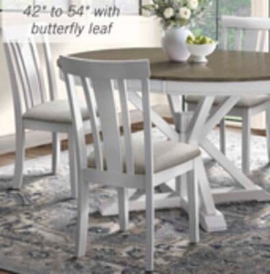 Brook 5pc Dining Set with Table & 4 Chairs, 42-54"W Extension, Round - White/Brown