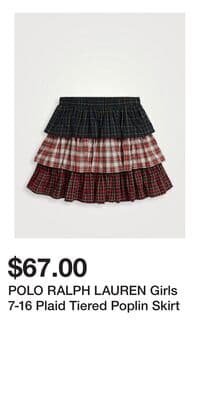POLO RALPH LAUREN Girls 7-16 Plaid Tiered Poplin Skirt